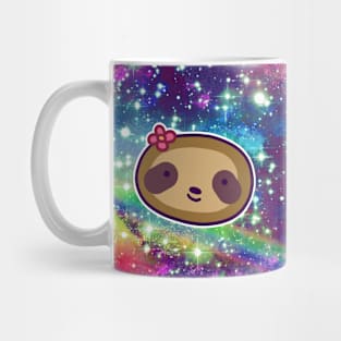 Flower Sloth Face Rainbow Space Mug